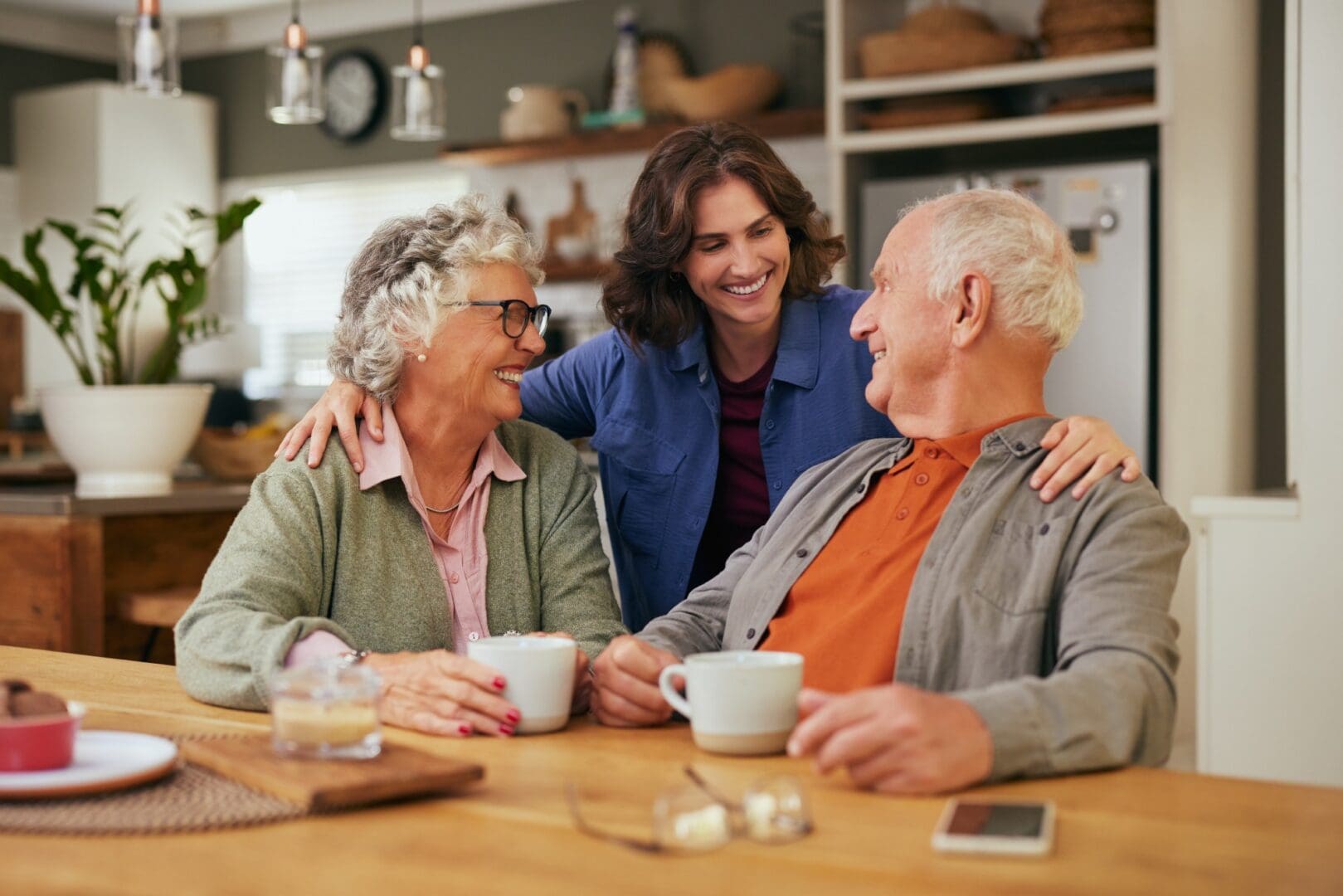 Family enjoying coffee together at home