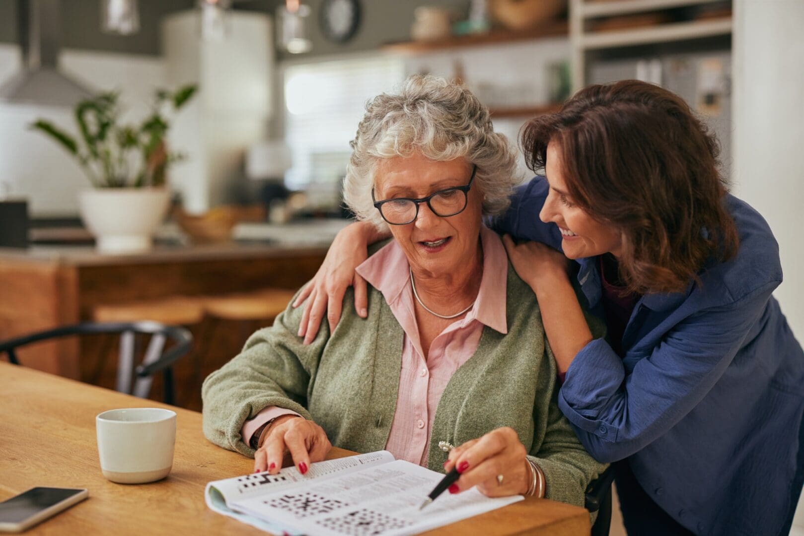 Mother and daughter enjoying puzzle time